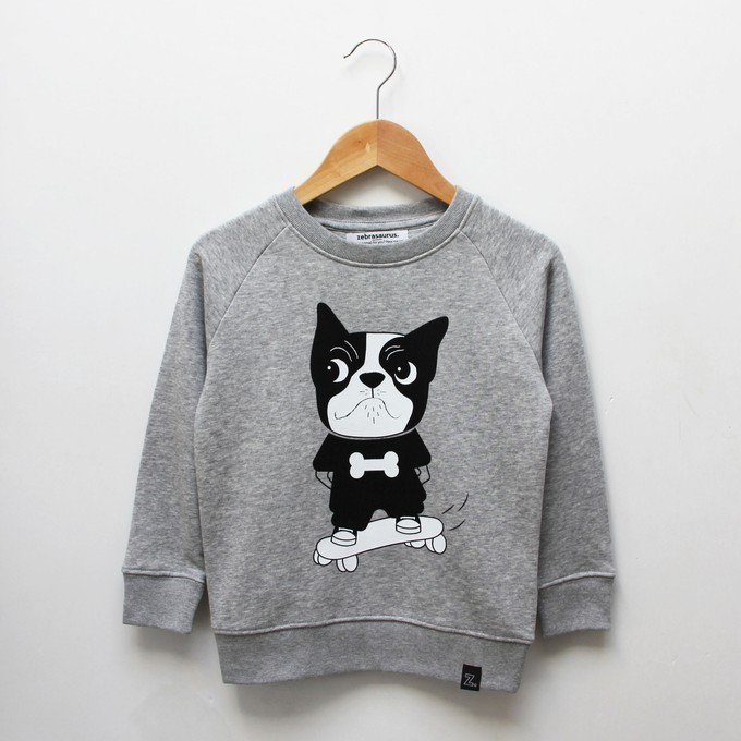 Kids sweater ‘Baggy dog’ | Grey melange from zebrasaurus