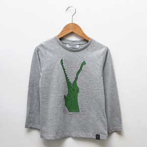 Kids longsleeve t-shirt ‘Croc monsieur’ | Grey melange from zebrasaurus