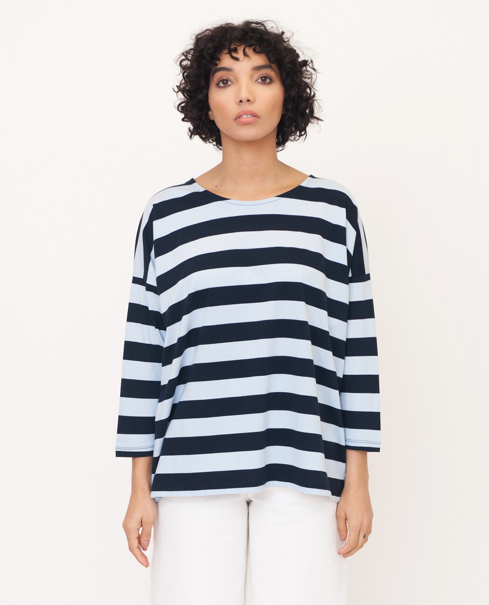 ROSIE Organic Cotton Top In Navy And Blue from Beaumont Organic ROSIE Organic Cotton Top In Navy And Blue from Beaumont Organic