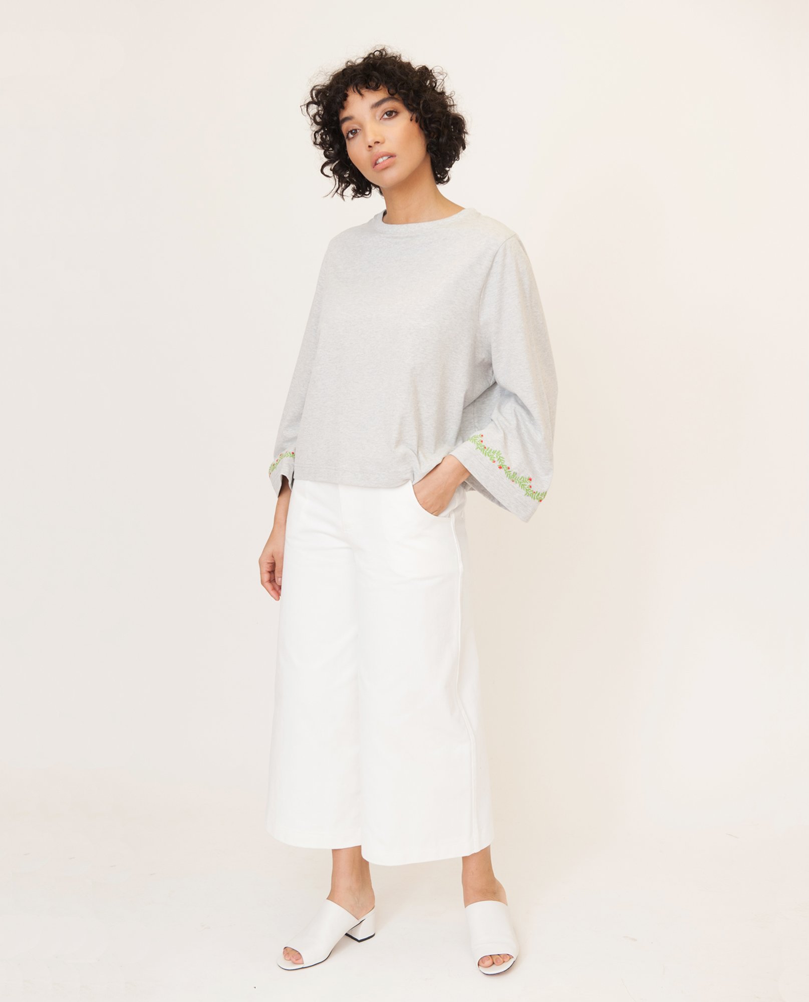 OLETA Organic Cotton Top In Grey Marl from Beaumont Organic OLETA Organic Cotton Top In Grey Marl from Beaumont Organic