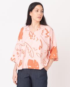 JULIA-PAIGE Organic Cotton Top In Coral And Terracotta from Beaumont Organic JULIA-PAIGE Organic Cotton Top In Coral And Terracotta from Beaumont Organic
