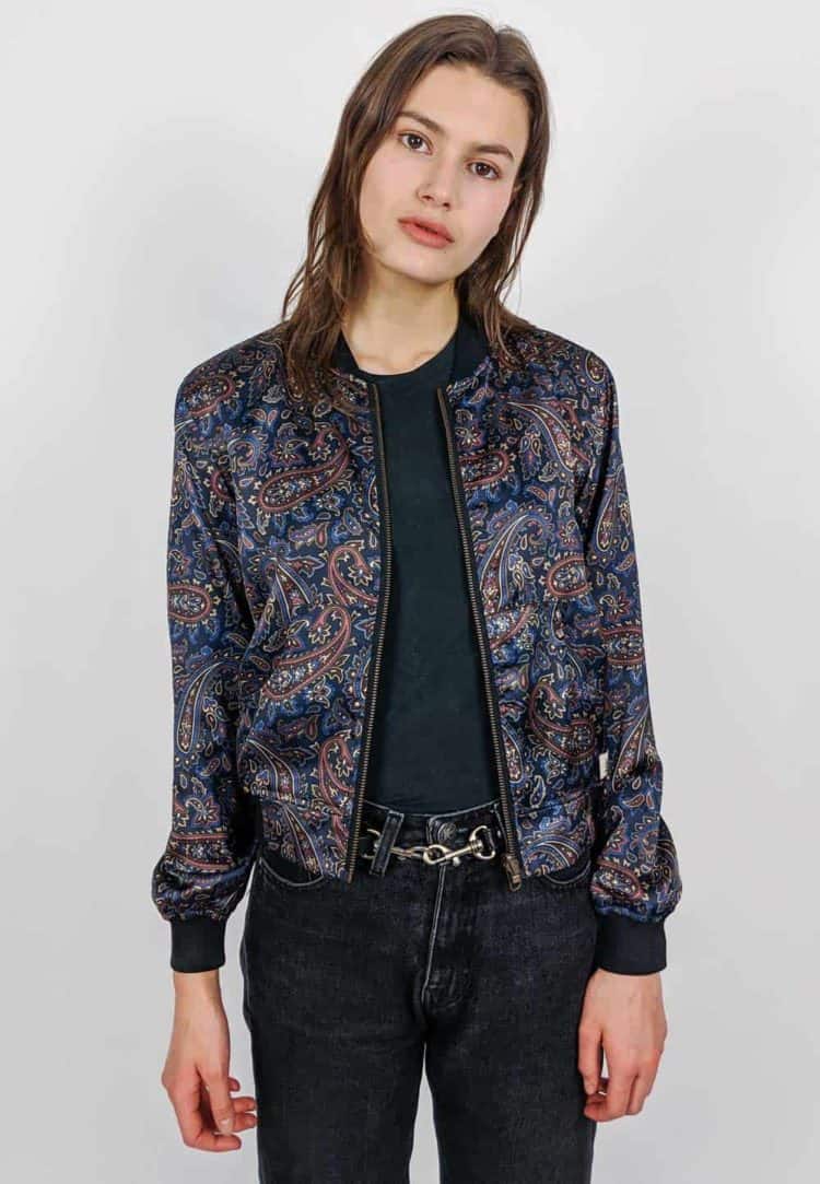 Bomber Wendejacke Blau Paisley from Malimo Bomber Wendejacke Blau Paisley from Malimo