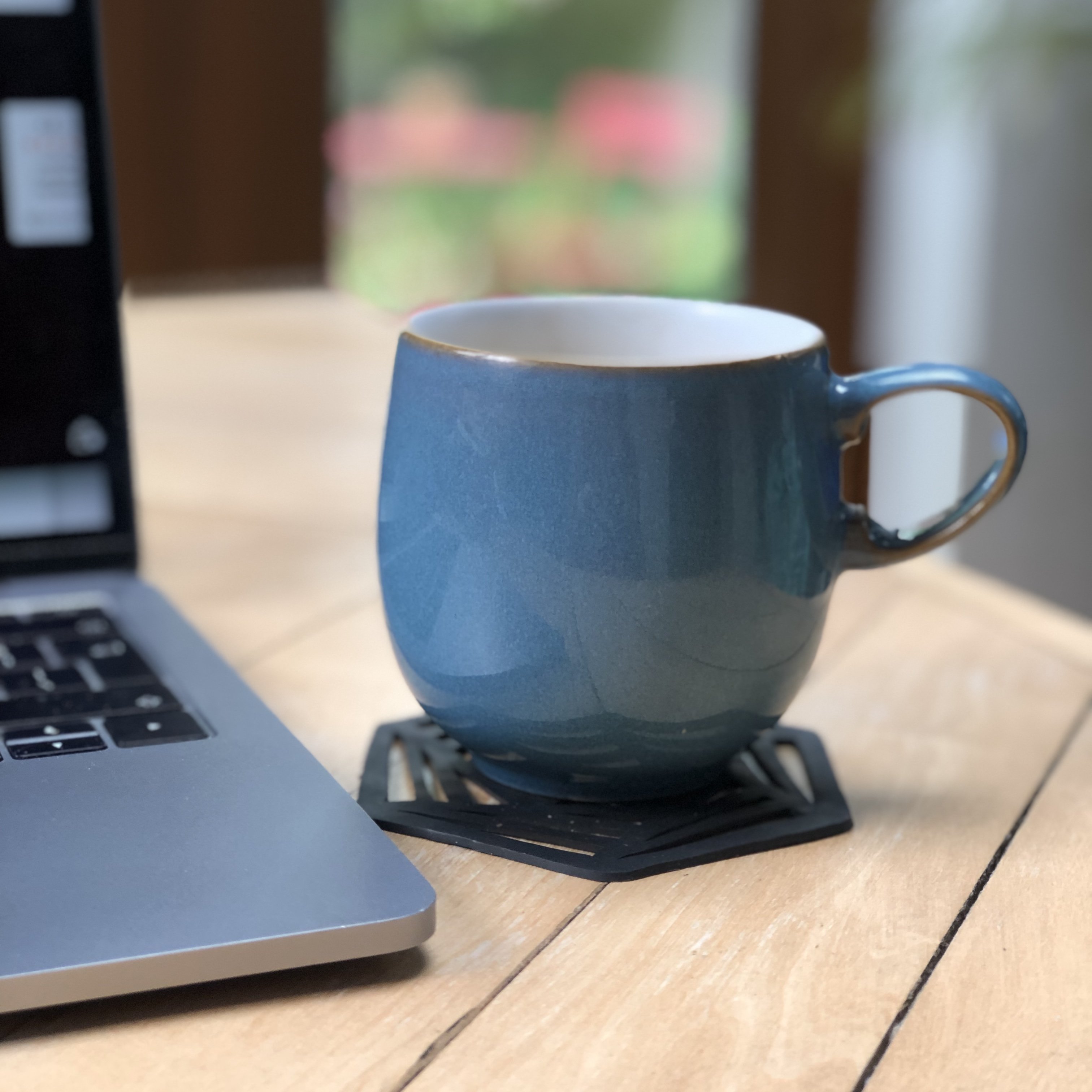 Pentagon Handcrafted Recycled Rubber Coaster - A set of 2 or 4 from Paguro Upcycle Pentagon Handcrafted Recycled Rubber Coaster - A set of 2 or 4 from Paguro Upcycle