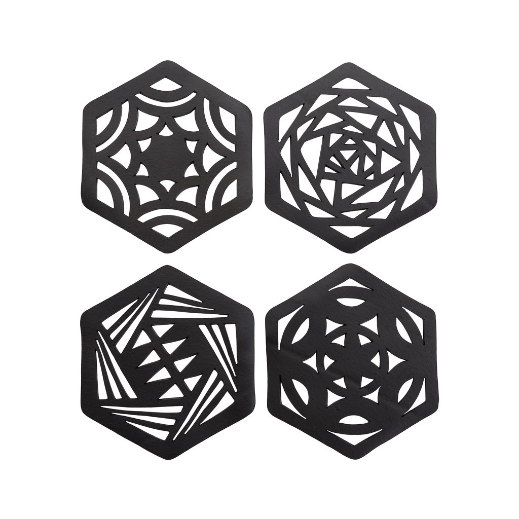 Pentagon Handcrafted Recycled Rubber Coaster - A set of 2 or 4 from Paguro Upcycle Pentagon Handcrafted Recycled Rubber Coaster - A set of 2 or 4 from Paguro Upcycle