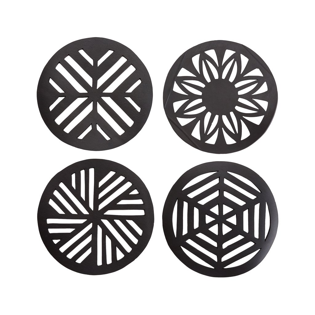Geometric Handcrafted Recycled Rubber Coasters - Set of 2 or 4 from Paguro Upcycle Geometric Handcrafted Recycled Rubber Coasters - Set of 2 or 4 from Paguro Upcycle