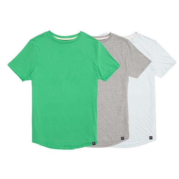 3 x : Green + Grey + Light Blue organic cotton T-shirt from The Driftwood Tales 3 x : Green + Grey + Light Blue organic cotton T-shirt from The Driftwood Tales