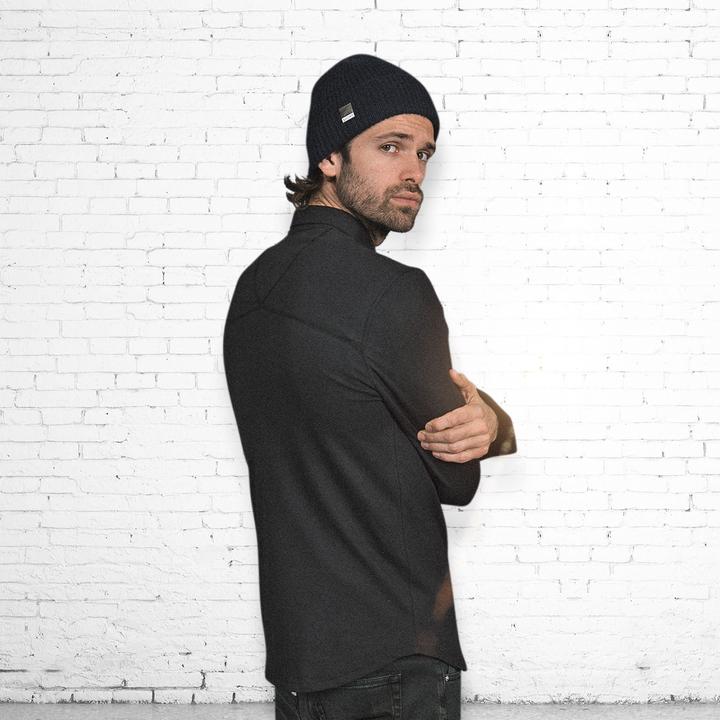 Shirt - Organic Piqu - Black - Hidden Button Down from The Driftwood Tales Shirt - Organic Piqu - Black - Hidden Button Down from The Driftwood Tales